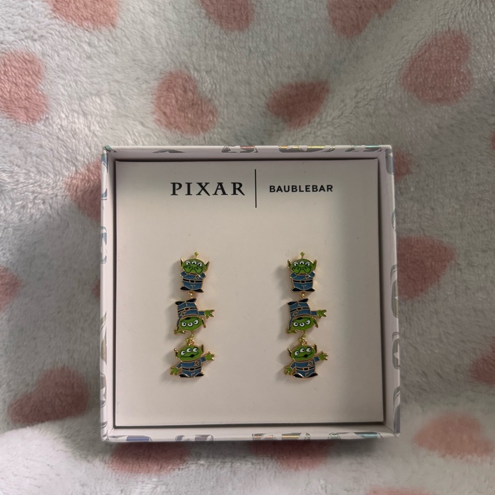 Disney Pixar Baublebar Green Aliens Dangling Earrings